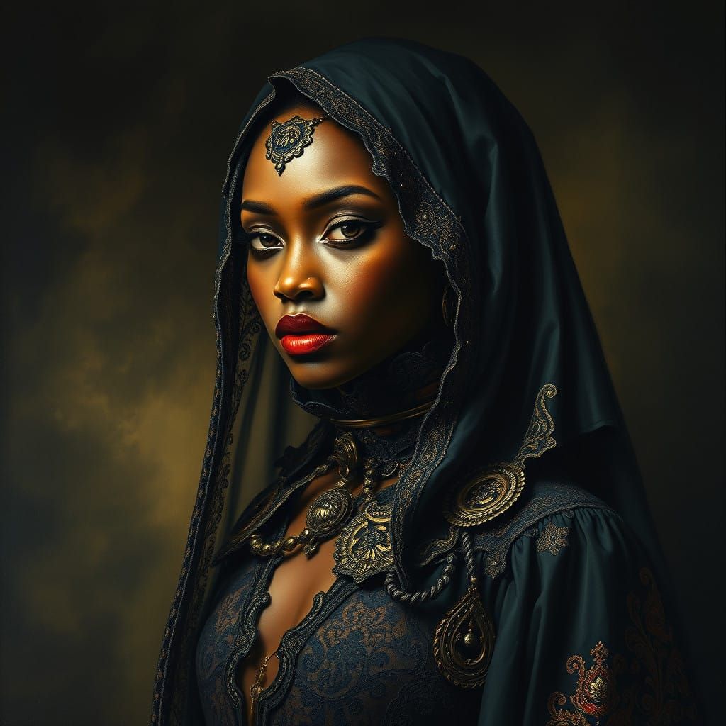 Mysterious Victorian Vampire in Dark, Ornate Attire