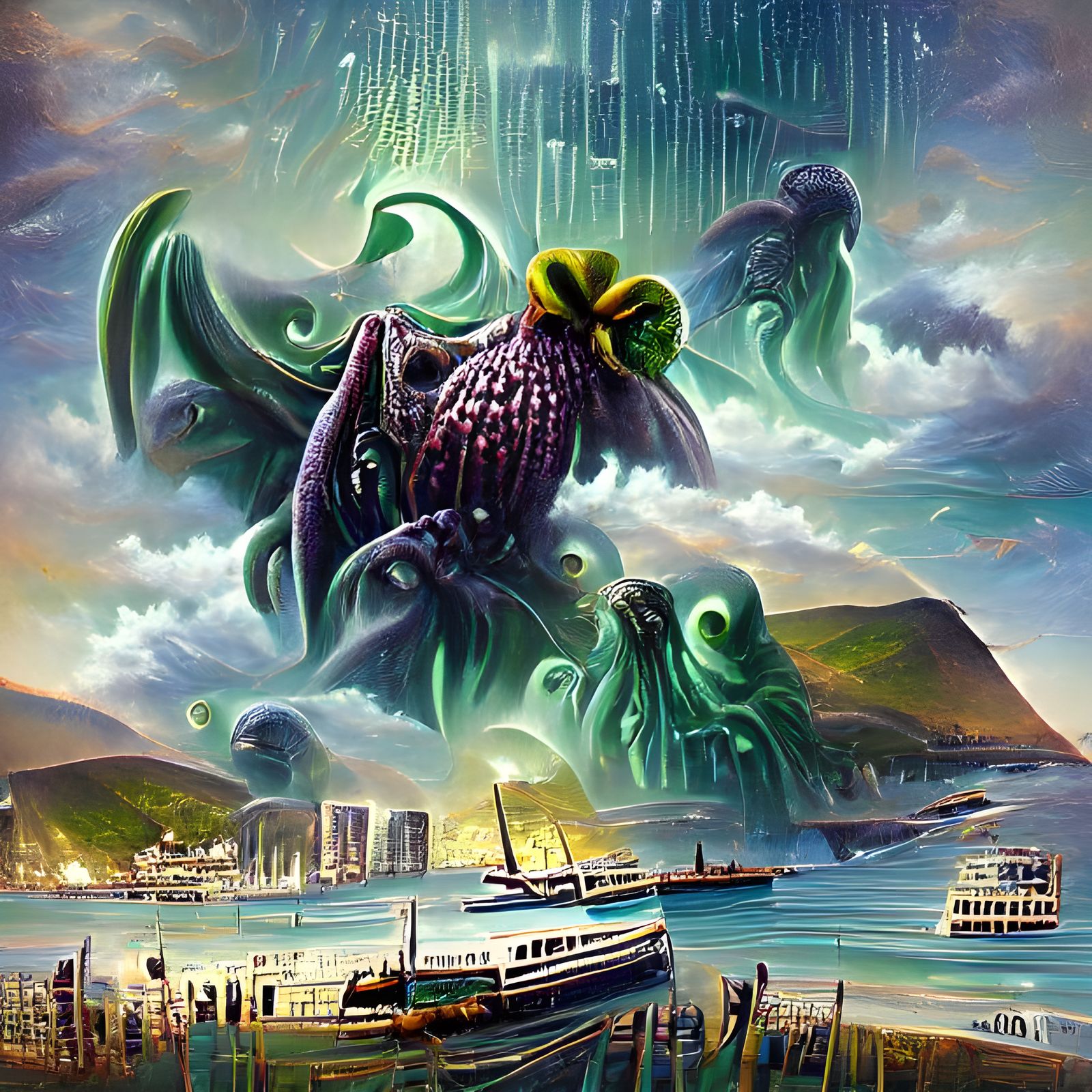 Cthulhu in Space Art Style