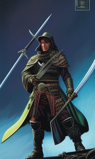 Jackal Warrior with Khopesh Swords in Comic Art Style