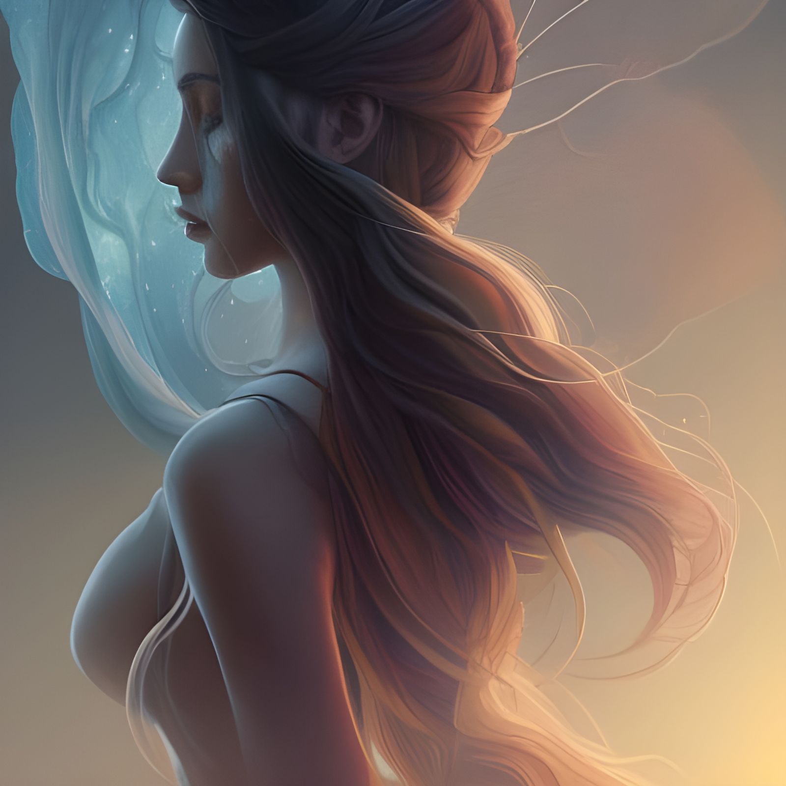 Dreamcatcher Woman Portrait in Art Nouveau Style