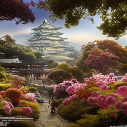 Miniature Japanese City by Moonlight, Papercraft Style