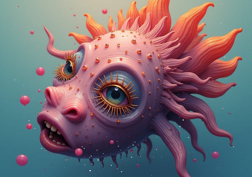 Andromorph Figure in Fluid Acrylic Style