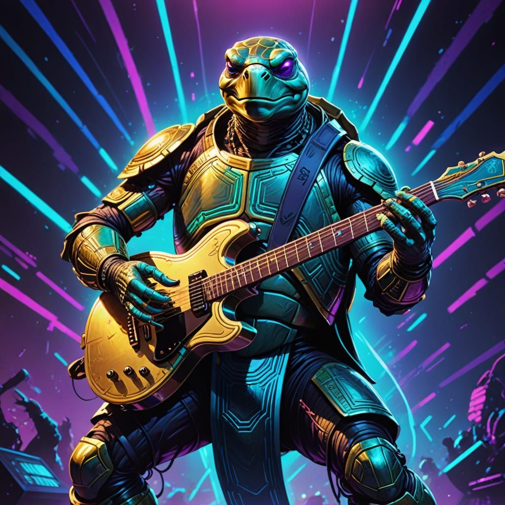 Metal Turtle Singer on Stage in Feng Zhu Style