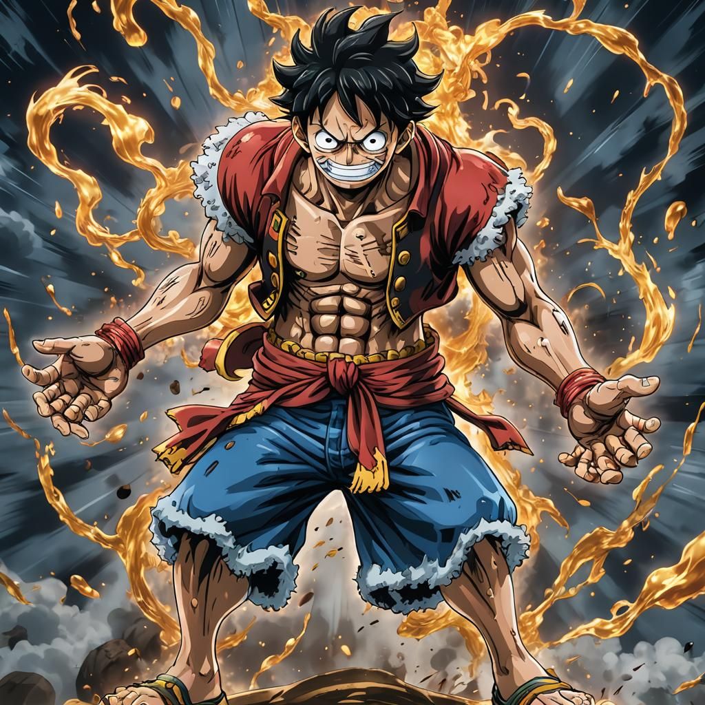 Luffy Gear 5: Cel-Shaded Anime Manga Scan