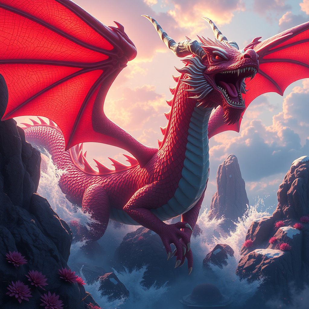 Detailed Summer Dragon Fantasy Concept Art