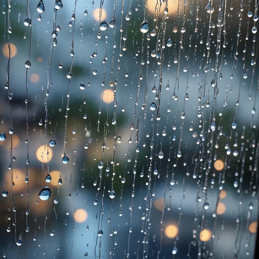 Raindrops on Windowpane in 3D Anime Style