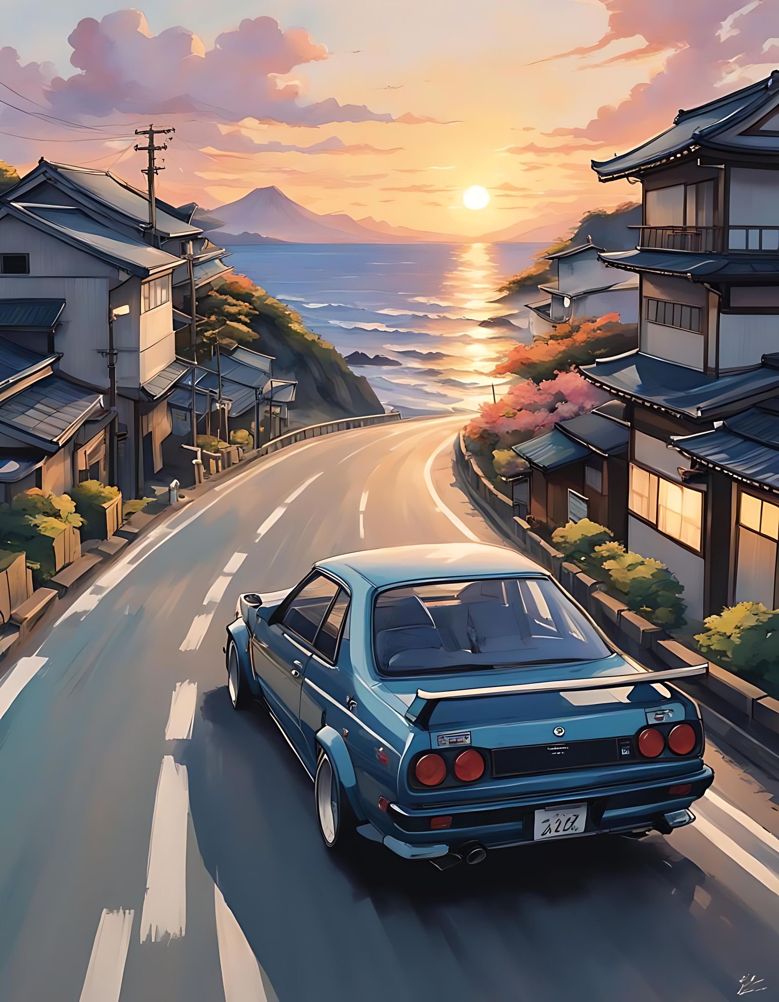 Sunset Race: JDM Legends in Anime Art Style