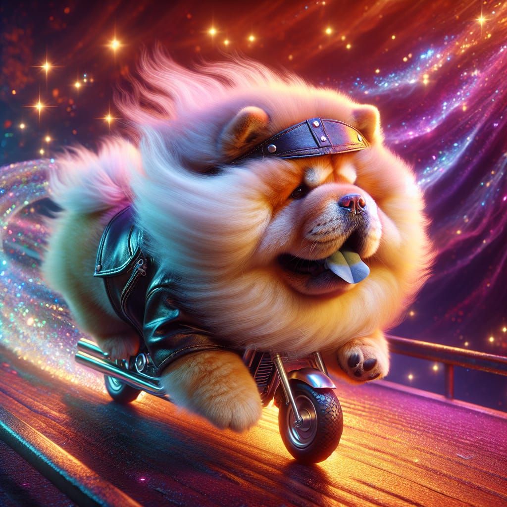 High Speed Chow Chow Biker