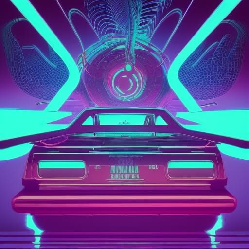 Synthwave Neon Retro Landscape: Hyperrealistic Digital Art