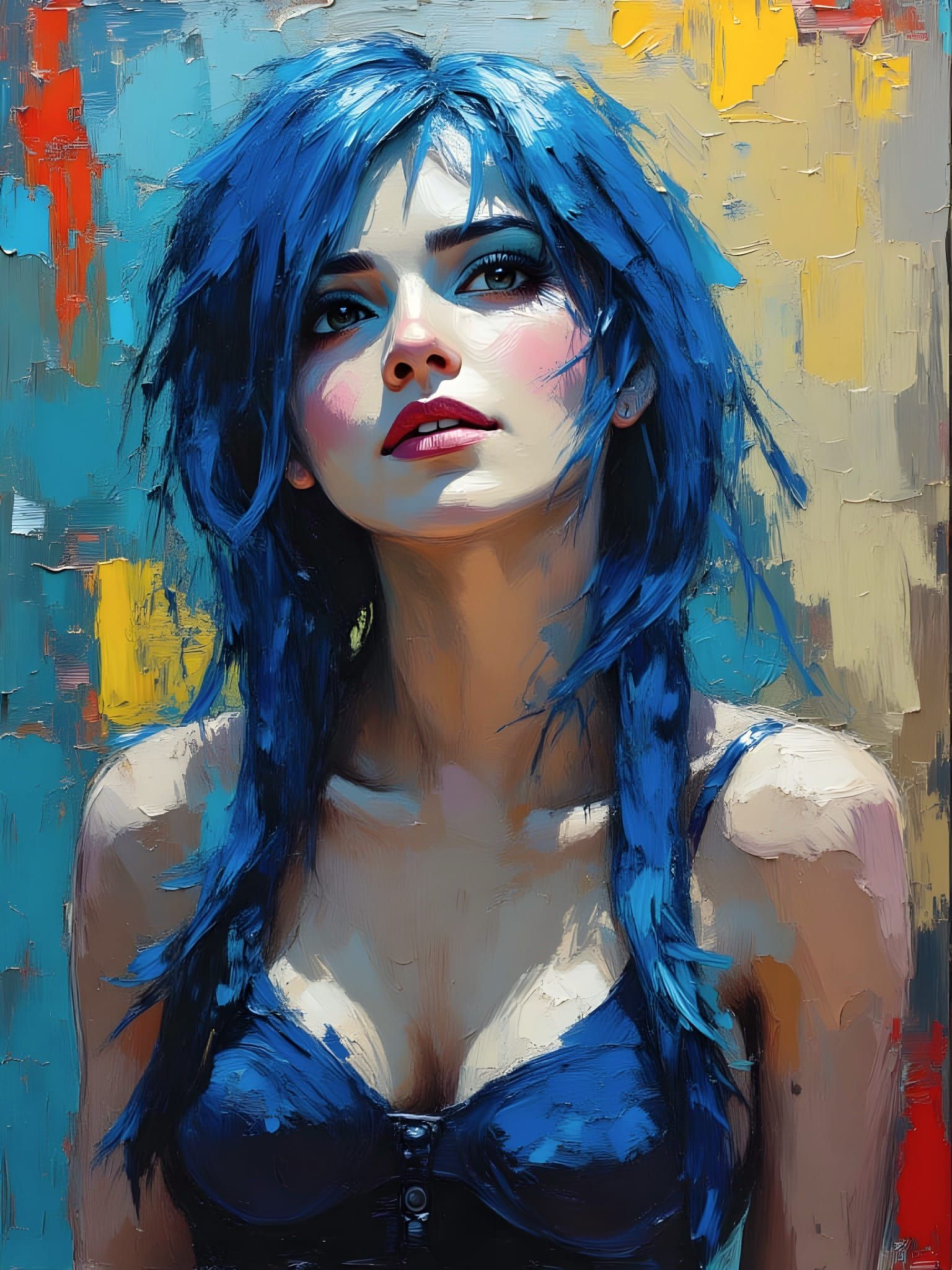 Jinx from Arcane in Expressive Impasto Oil Painting
