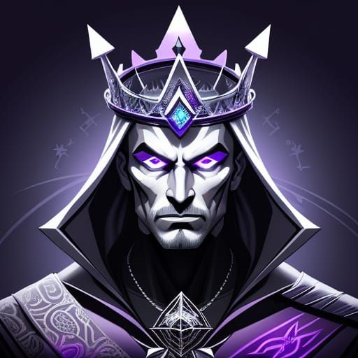 Glowing Crown Emblem with Arcane Runes, Vector Art