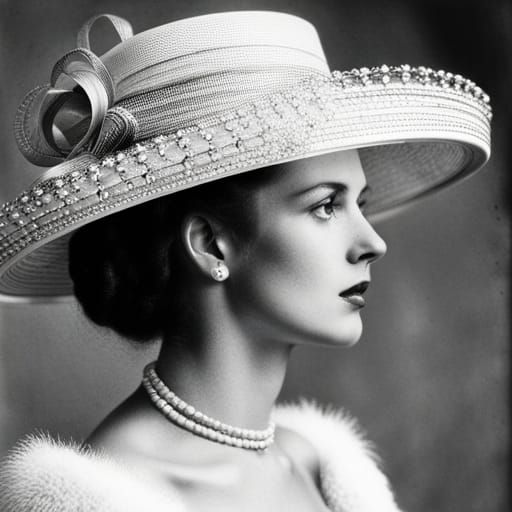 Woman's Pearl and Diamond Hat: Digital Portrait