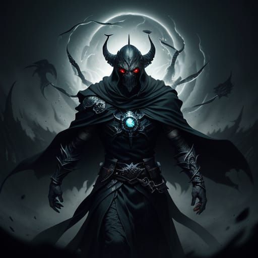 Dark Fantasy Figure in Spectral Vortex