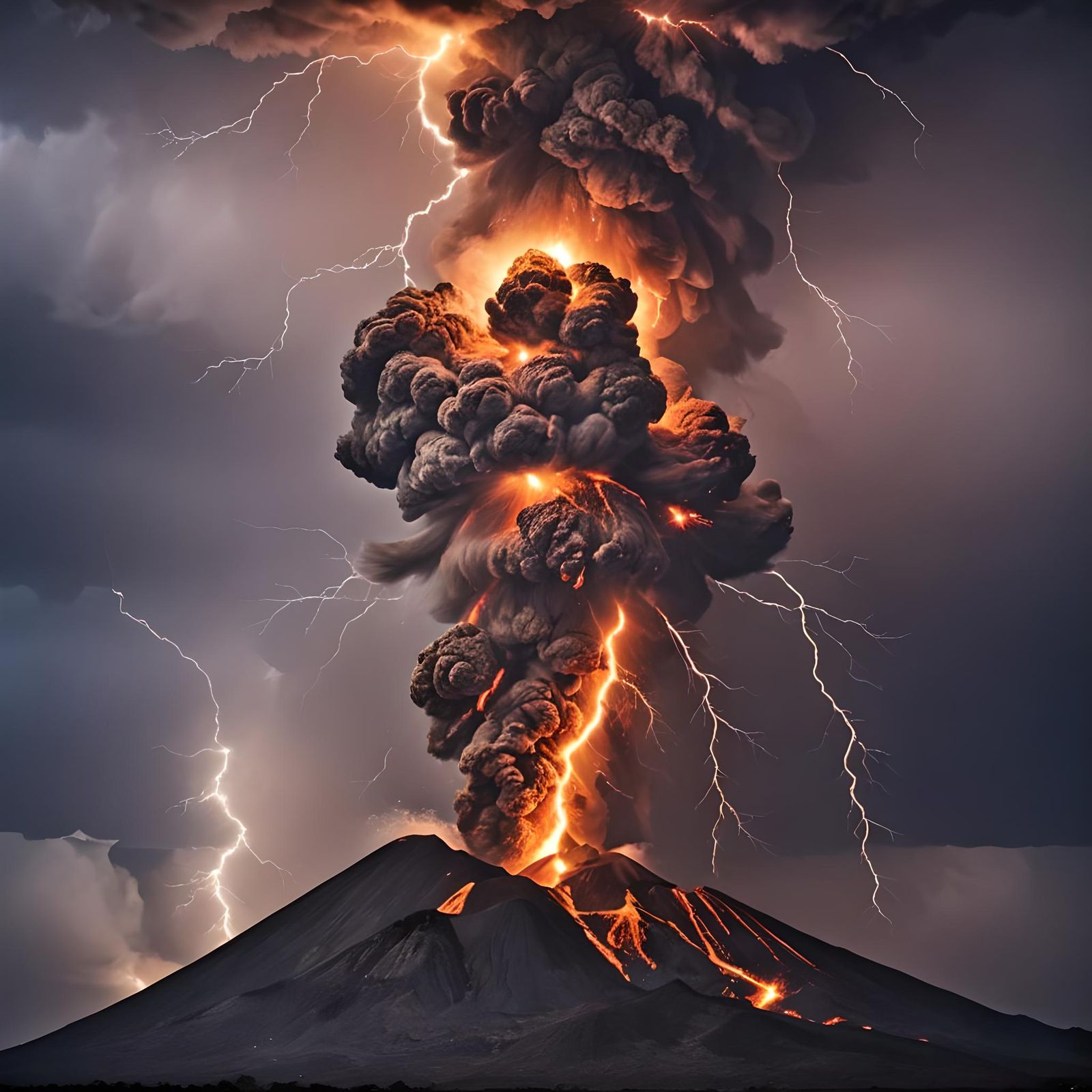 Volcanic Eruption with Lightning and Firestorm