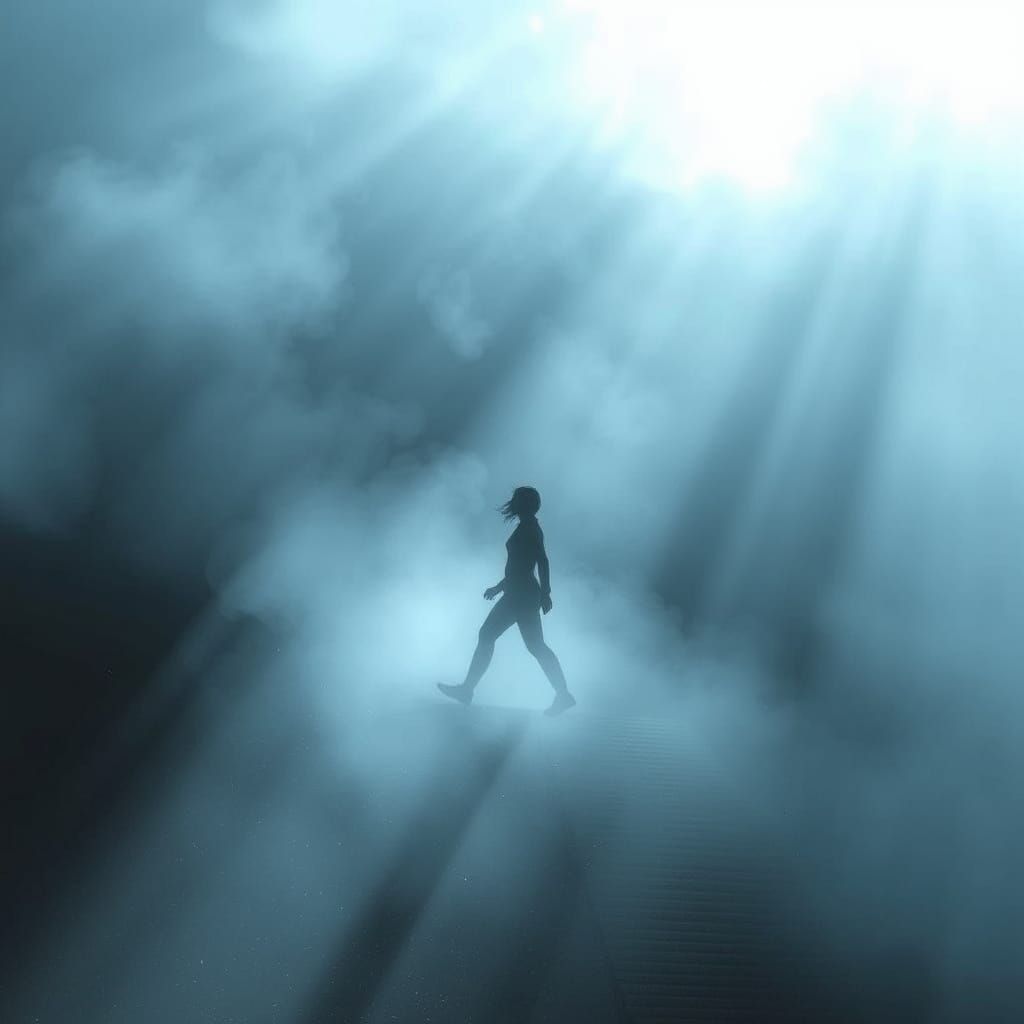 Ethereal Figure in Misty Twilight Realm