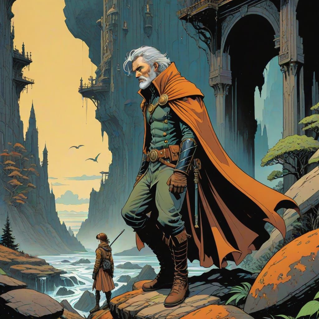 Epic Fantasy Adventure in Vintage Comic Book Style