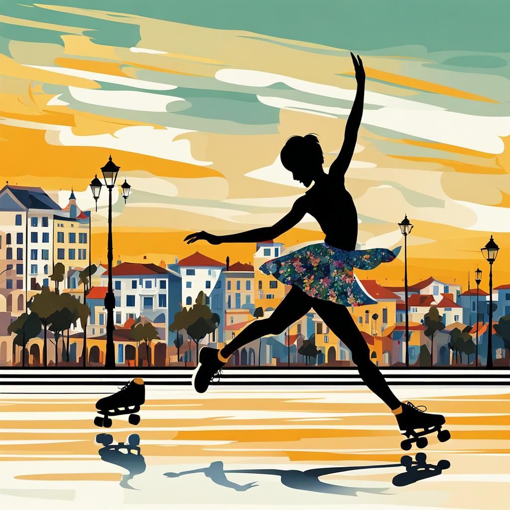 Impressionist Roller Skater in Aveiro, Portugal