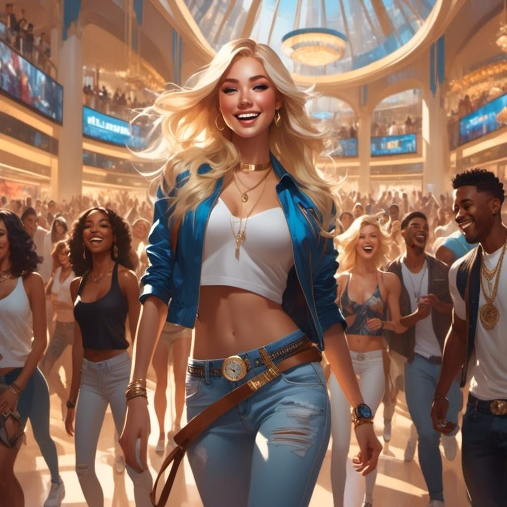 Julie leads a hip-hop flash mob at a Vegas shopping mall