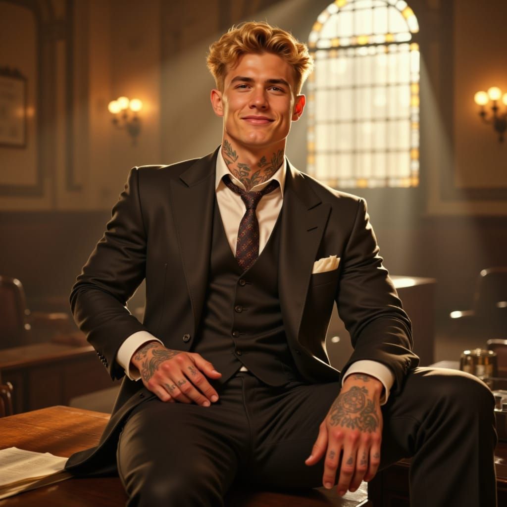 1920s Man in Art Deco Grand Central Station