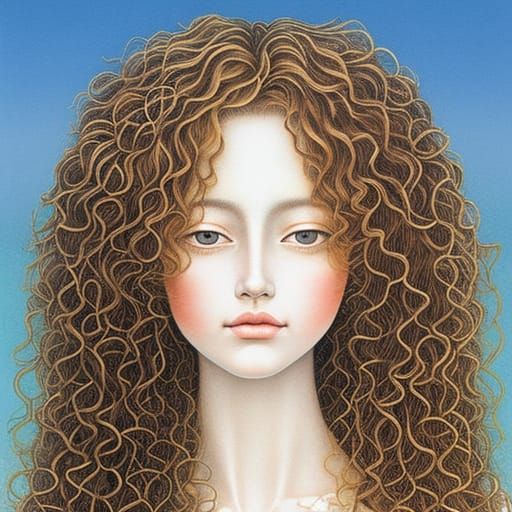 Portrait of Woman with Curly Hair