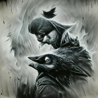 Charcoal Wolf and Raven Drawing on ArtStation