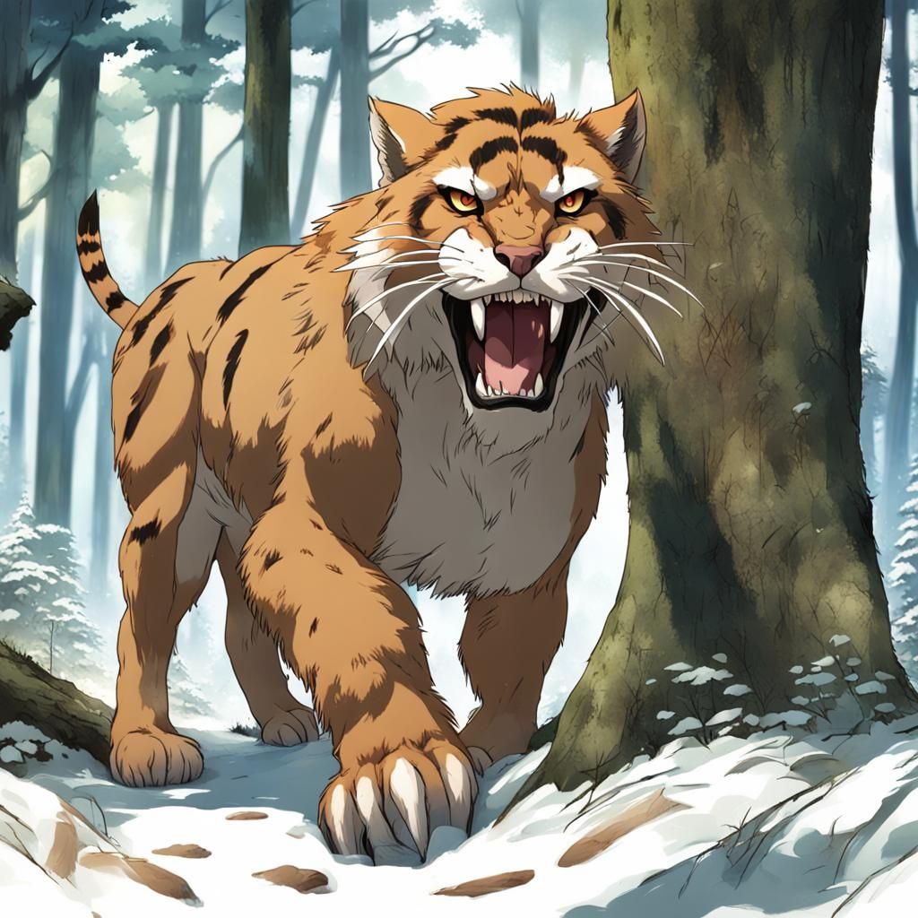 Smilodon: Saber-Toothed Cat in Anime Style