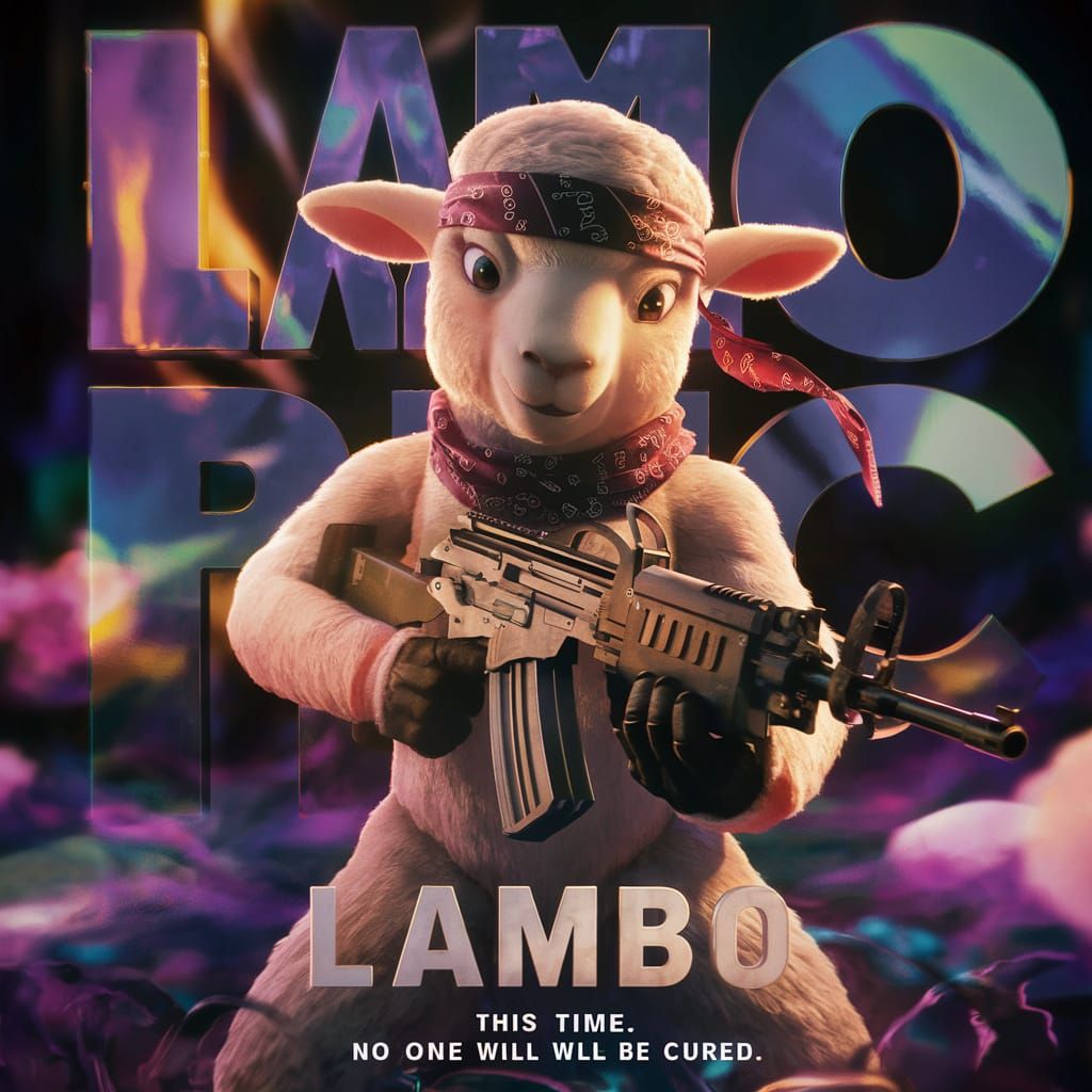 Anime Lamb Movie Poster with Machine Gun