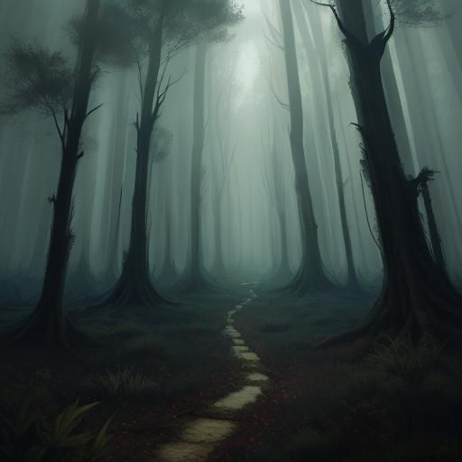 Sinister Forest of Dreams in the Style of Baroque Painting