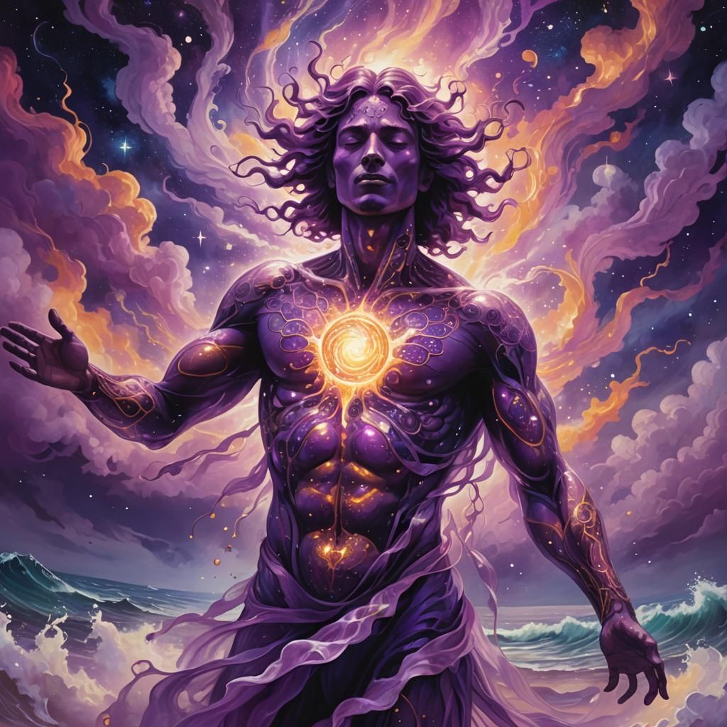 Ethereal Being Emerges from Cosmic Sea