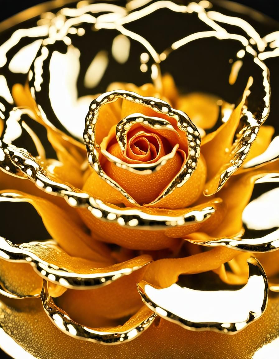 Gold Leaf Tea-Rose: Mirrored Reflections in Microphotography