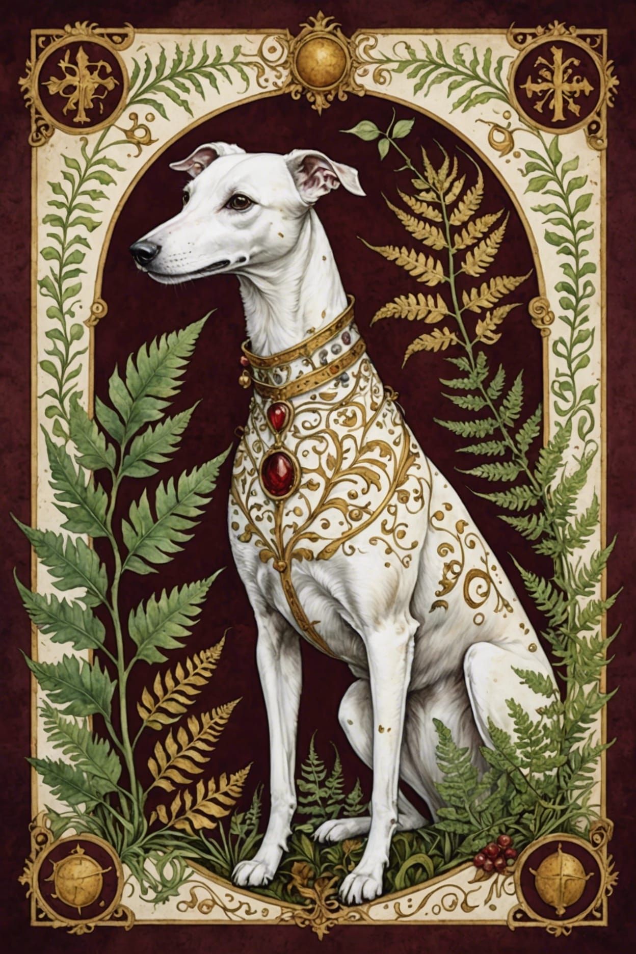 White dog in the style of the Volynich manuscript
