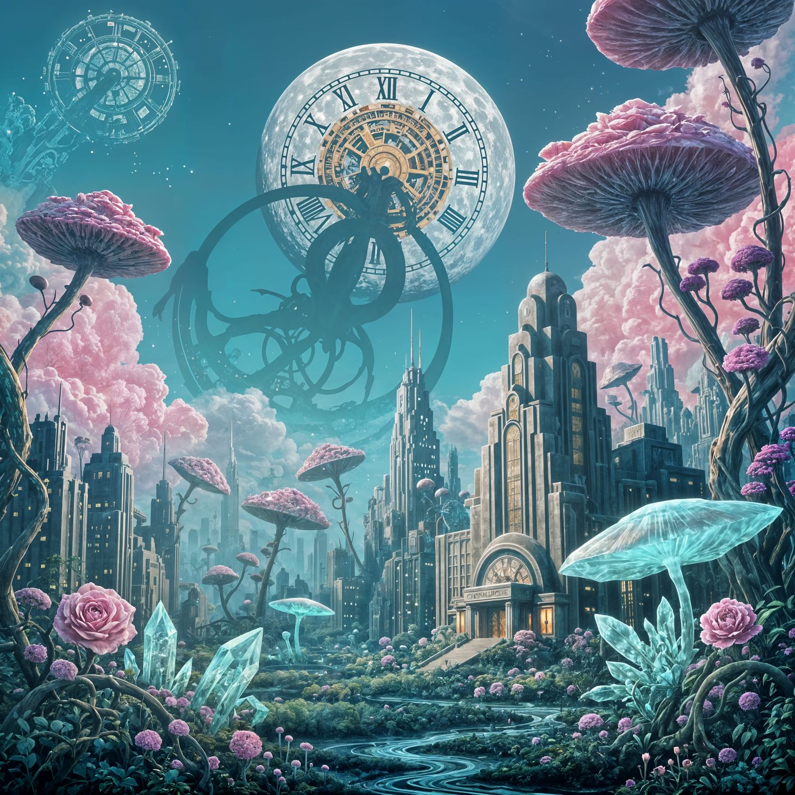 Alien Jungle Reclaims Art Deco City Under Clockwork Moon