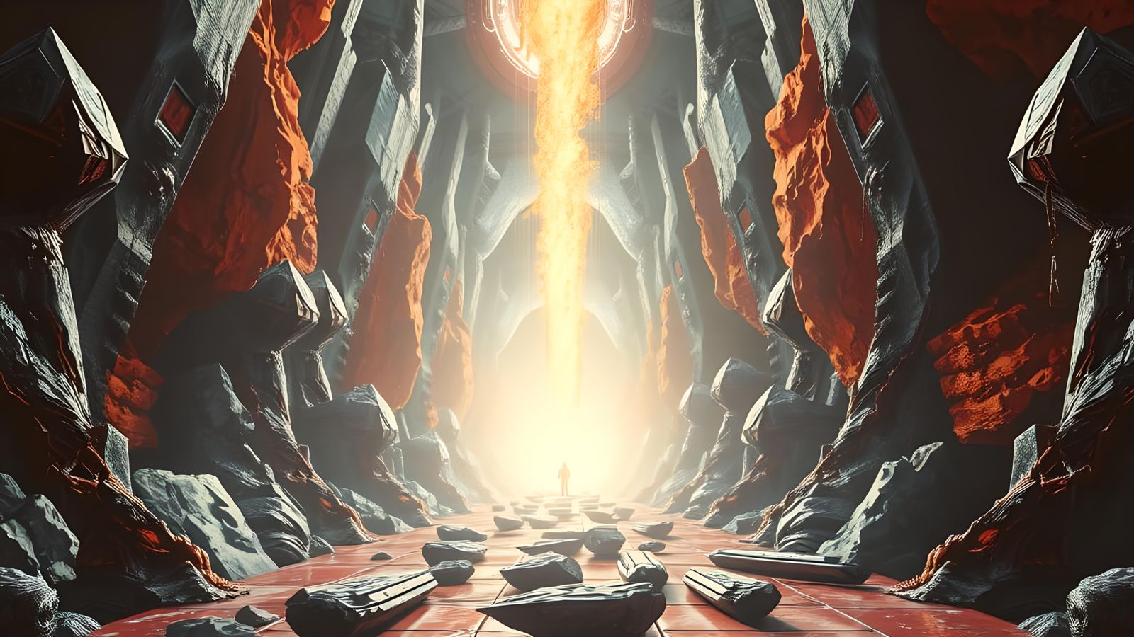 Crystal Path to Space in Horror Art Style