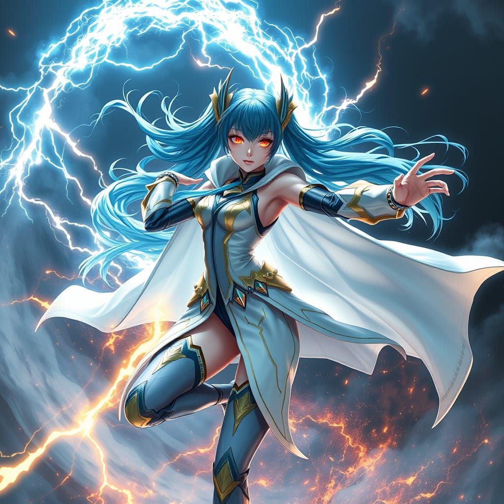 Hatsune Miku as X-Men Storm in Cyberpunk Fantasy Style