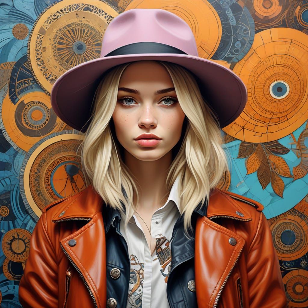 Young Woman Portrait in Eclectic Art Style