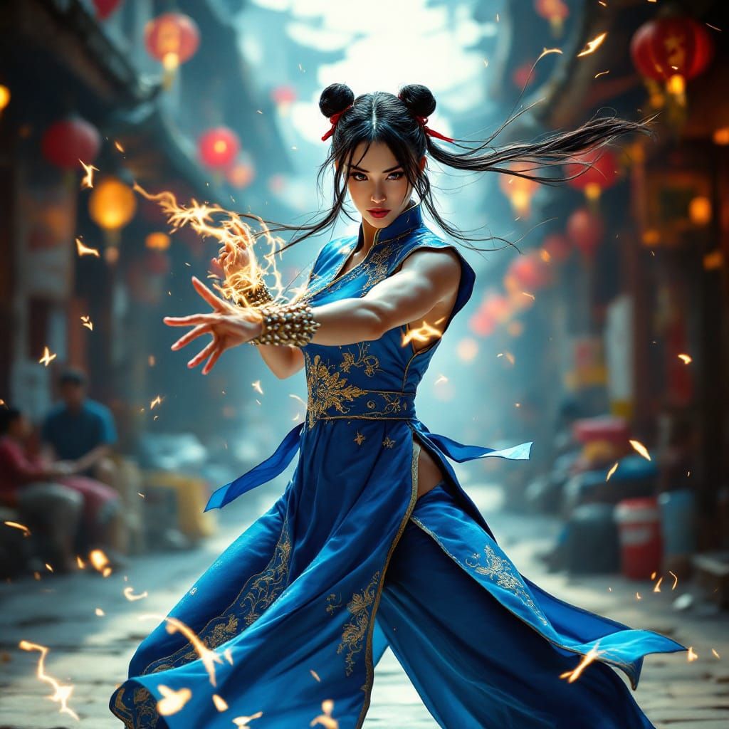 Chun-Li's Fierce Determination in Street Fight