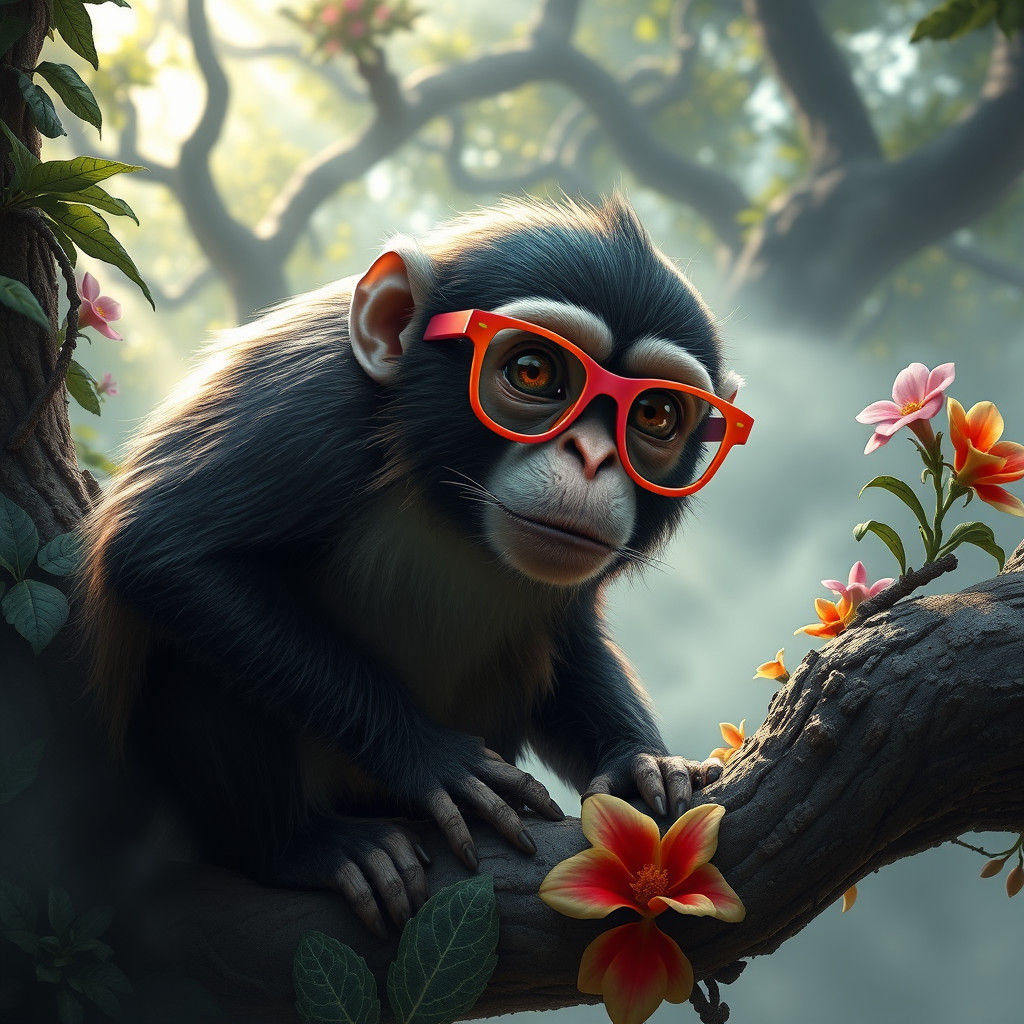 Monkey in Glasses on Enchanted Tree
