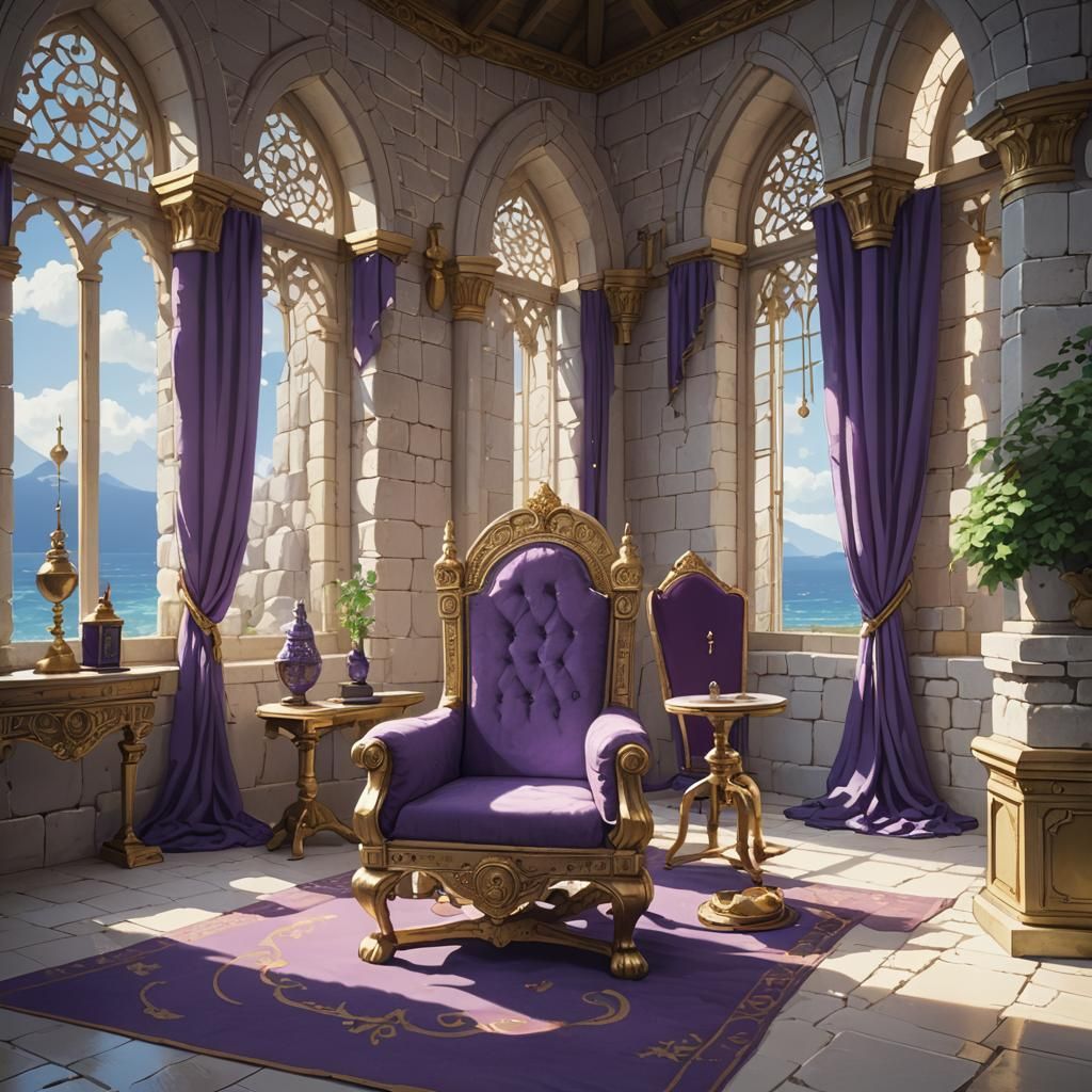 Arabian Castle Throne Room in Ghibli Style