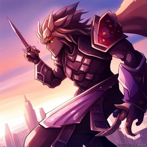 Dragonborn Warrior with Gem Hair, Anime Style