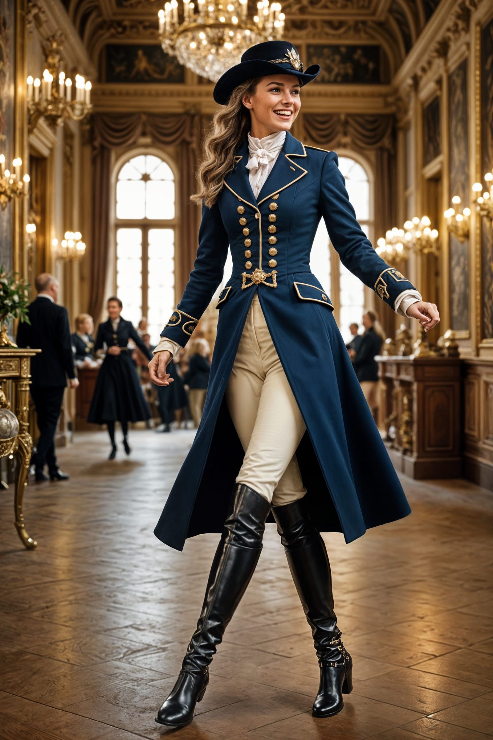 Equestrienne Dancing in Ballroom in Hyperrealistic Style