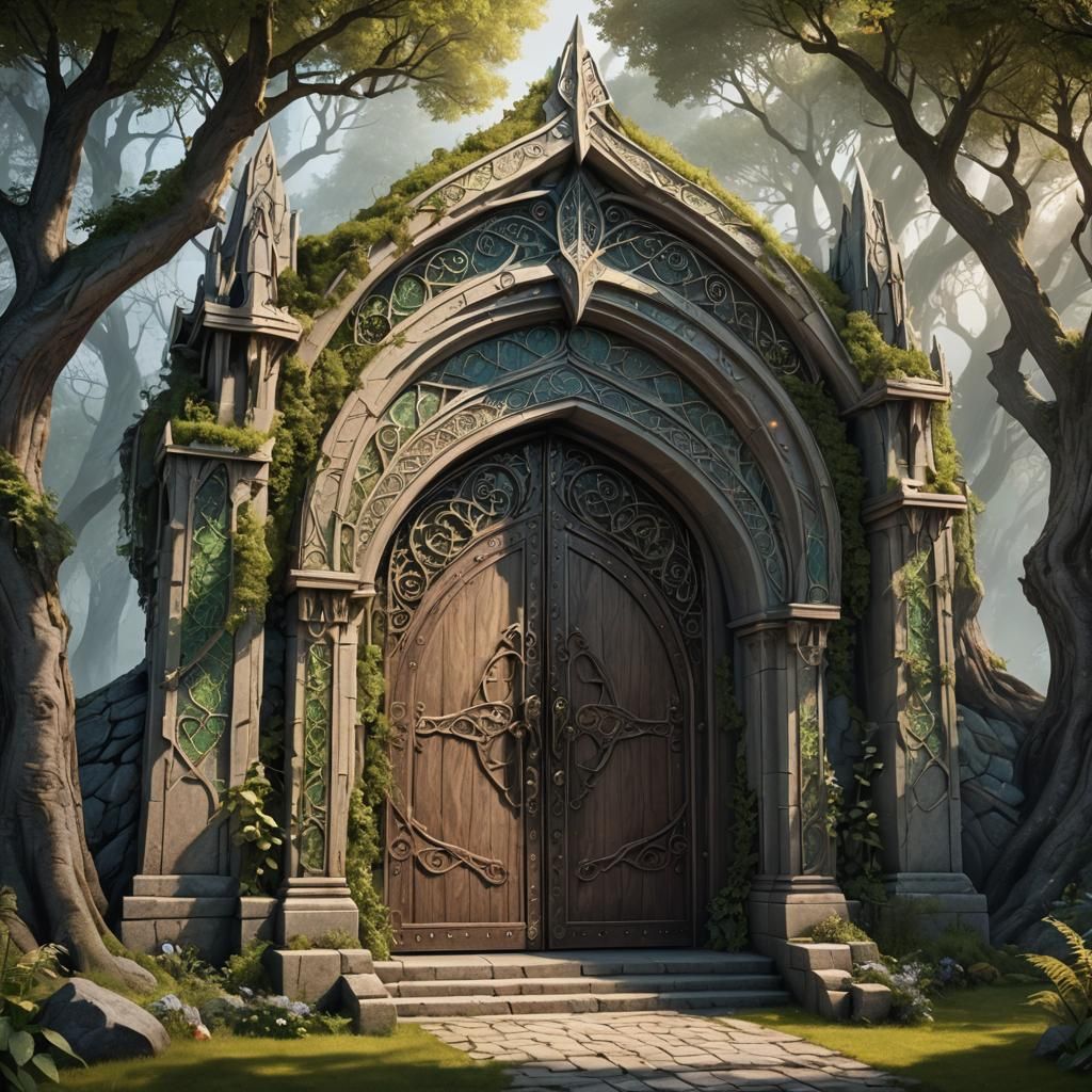 Elvish Temple Entrance: Fantasy Digital Art