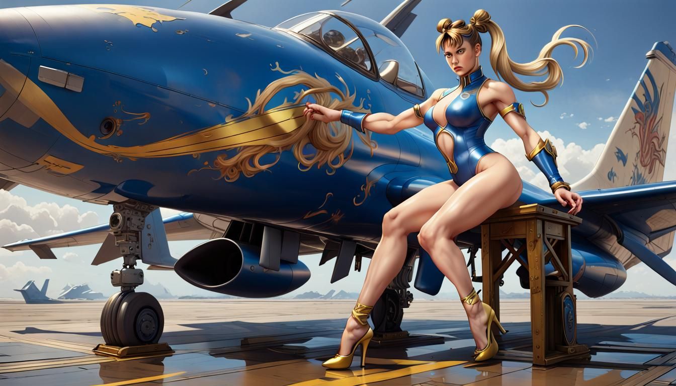 Chun-Li on Jet in Dark Fantasy Concept Art