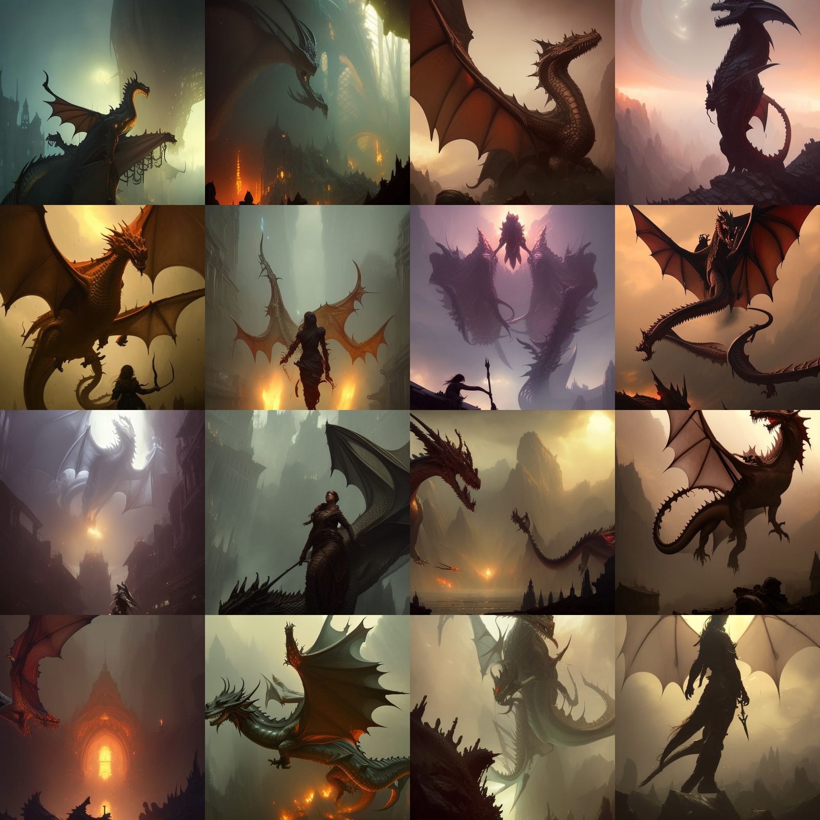 Epic Dragons in Dark Fantasy Style