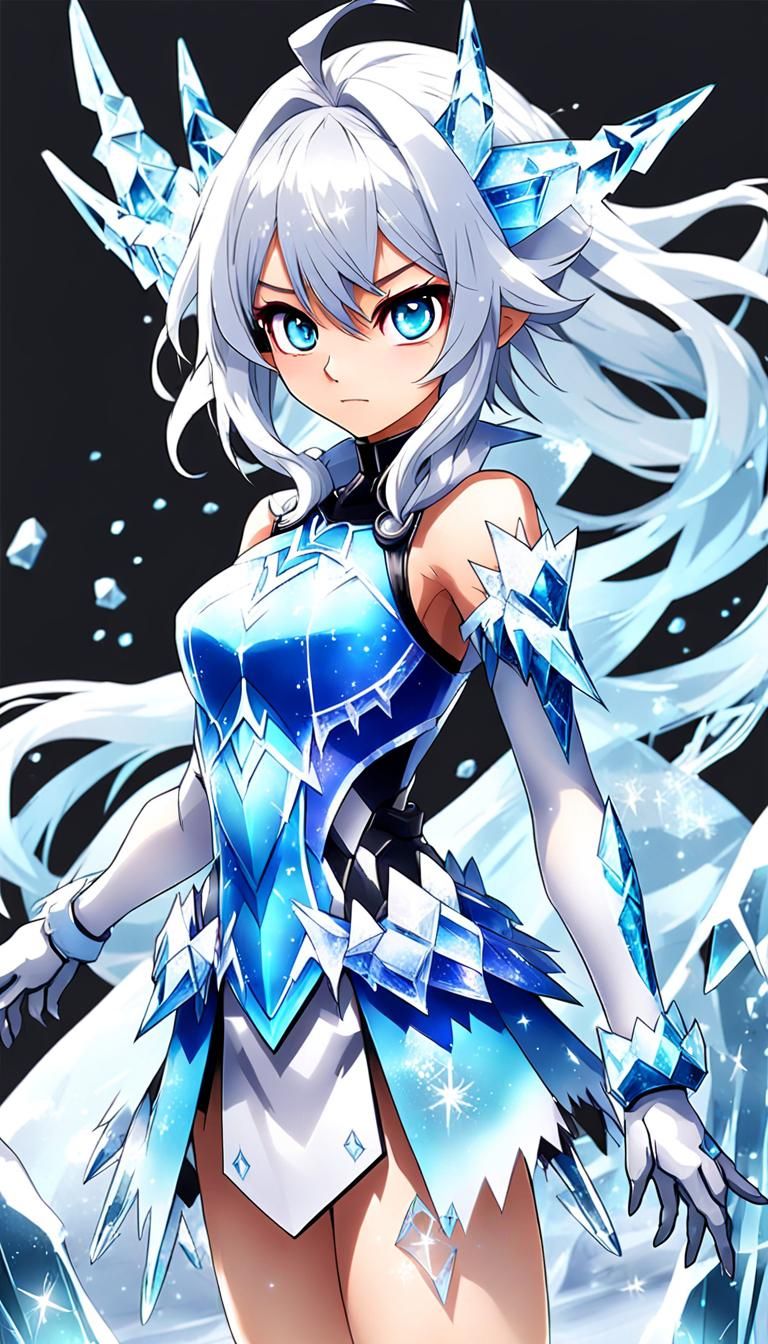 Ice Demon Anime Girl in Digital Art Style