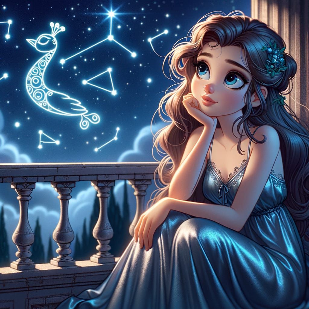 Dreamy Goddess in Classical Animation Style