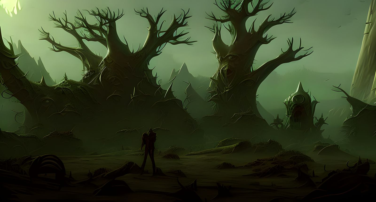 Dark Lovecraftian Post-Apocalyptic Landscape in Digital Art