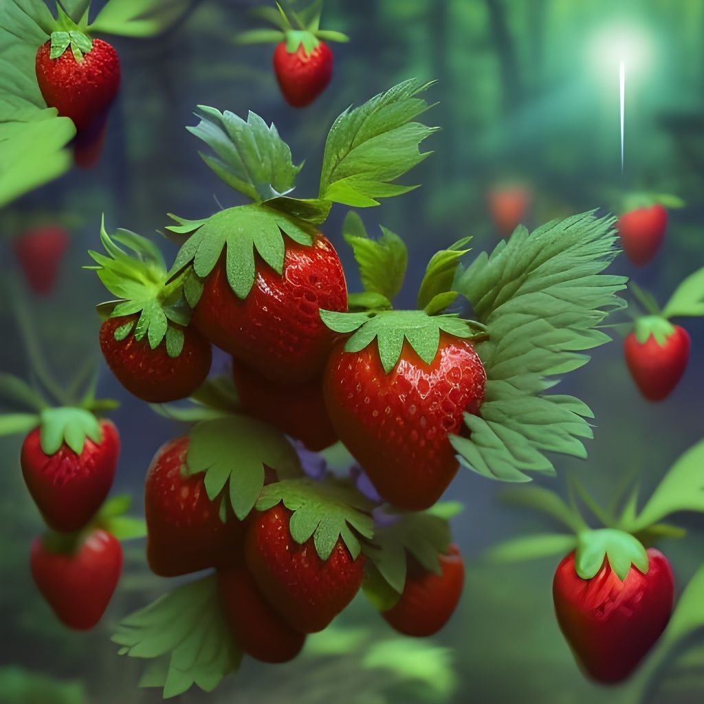 Enchanted Forest: Magical Bioluminescent Strawberries