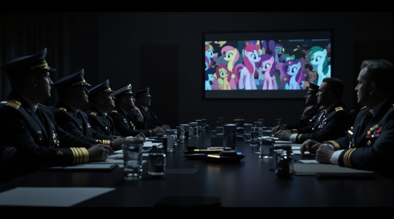 Military Leaders Ponder My Little Pony in Photorealistic Sty...