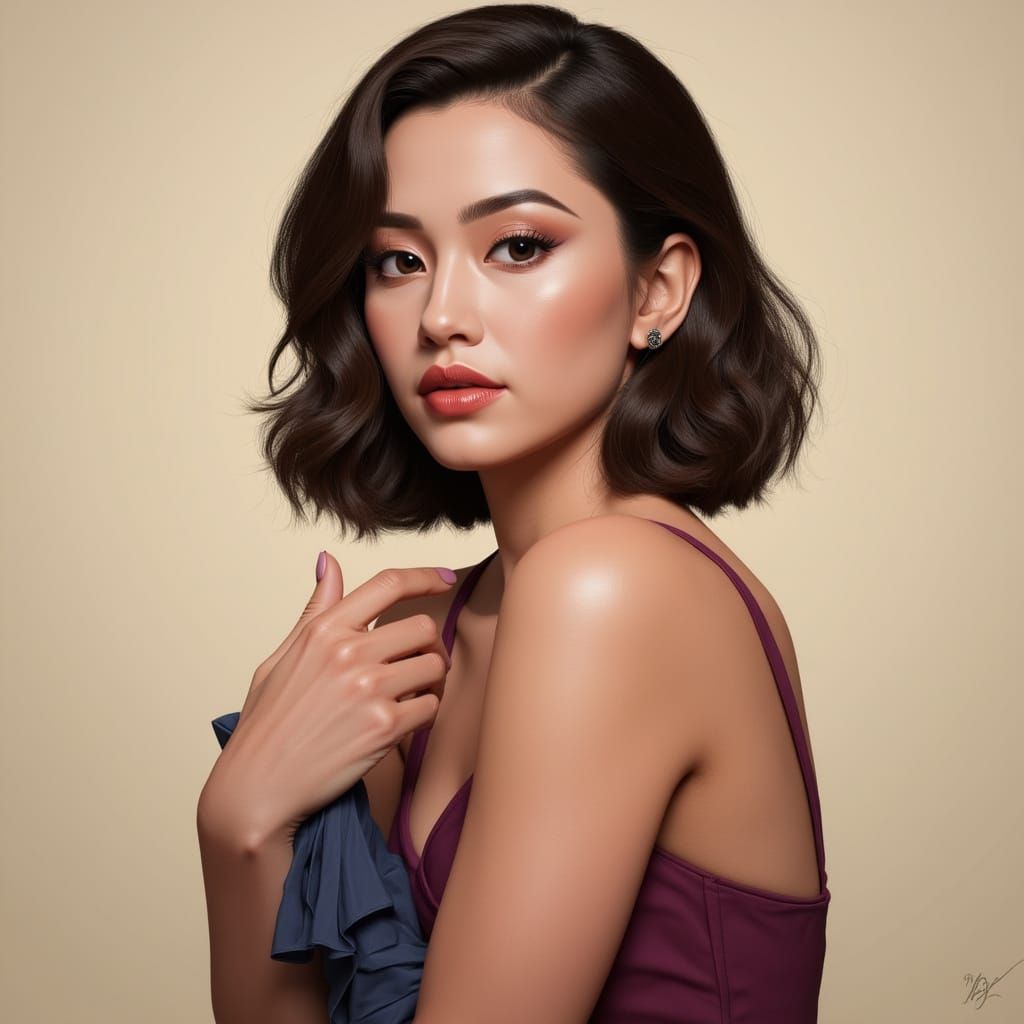 Elegant Woman Portrait in Digital Painting Style