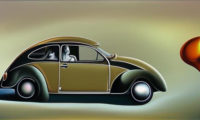Surrealist Melting VW Bug: A Dali-esque Vision